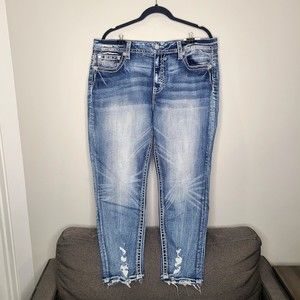 Miss Me Curvy Mid-Rise Ankle Skinny Destructed Jeans Size 36